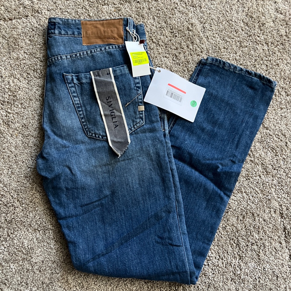 NWT Siviglia Women’s Designer Blue Denim Skinny Jeans Sz 31 Made In Italy